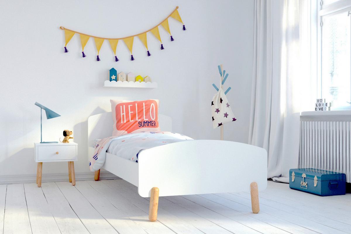 Bett ca. 90x200 cm Weiß/Naturfarben - Naturfarben/Weiß, Design, Holz/Holzwerkstoff (90/200cm) - Livetastic