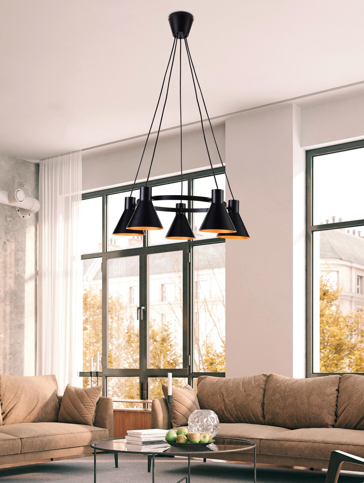 Viseća Svjetiljka More - zlatne boje/crna, Design, metal (65/65cm)