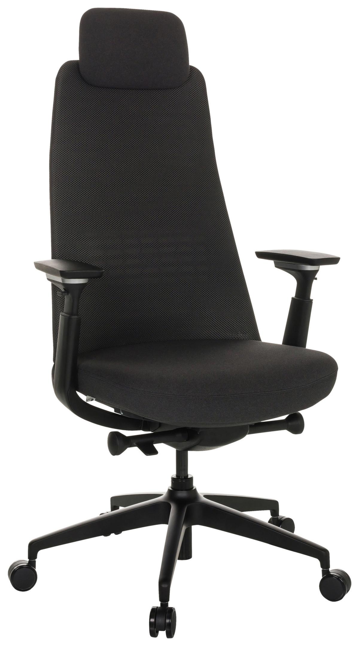 Pisarniški Stol Yucano, Črna - črna, Basics, kovina/umetna masa (68/120-131/60cm) - MID.YOU