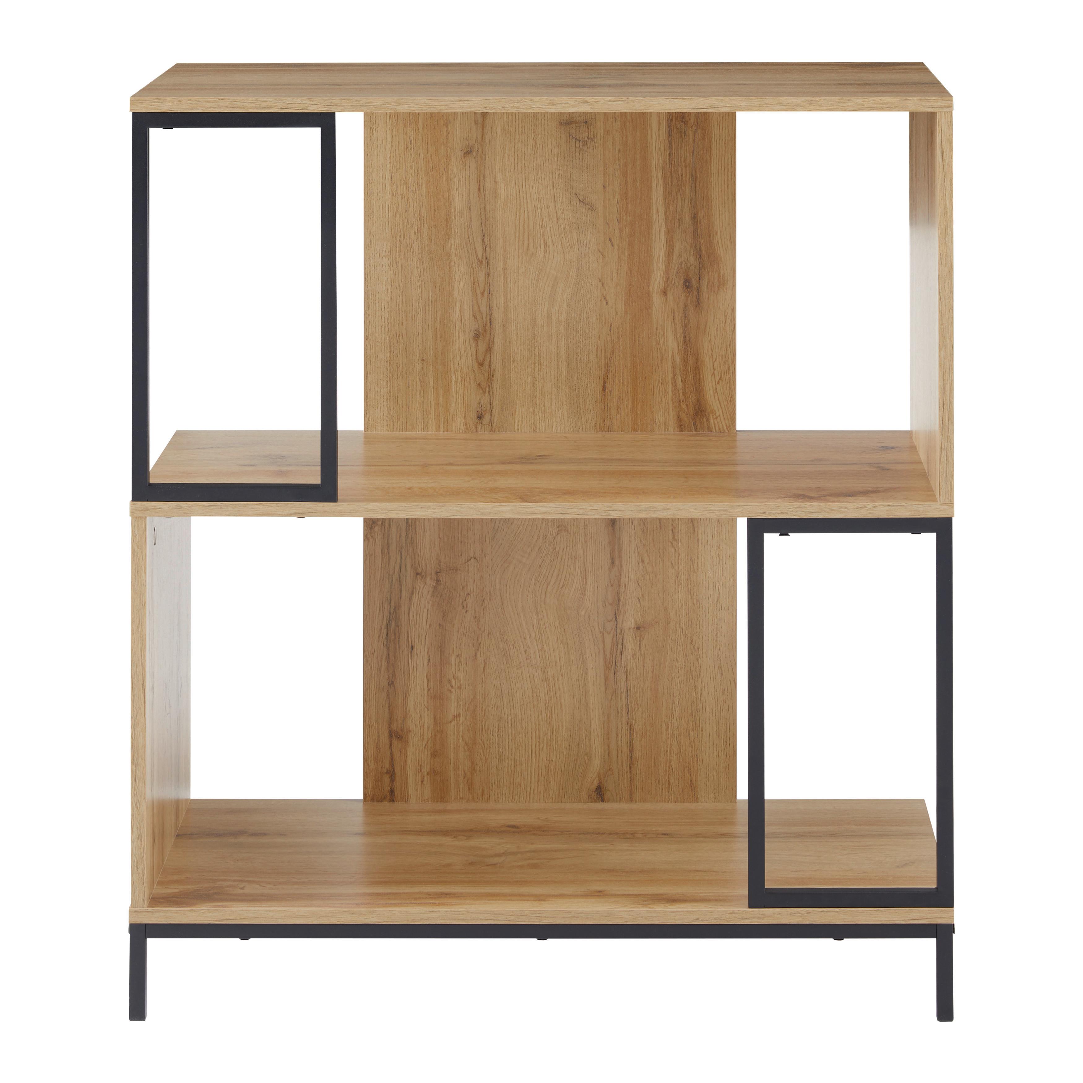 FRISTÅENDE HYLLA GENY - svart/ekfärgad, Modern, metall (80/94,6/40cm) - Bessagi Home