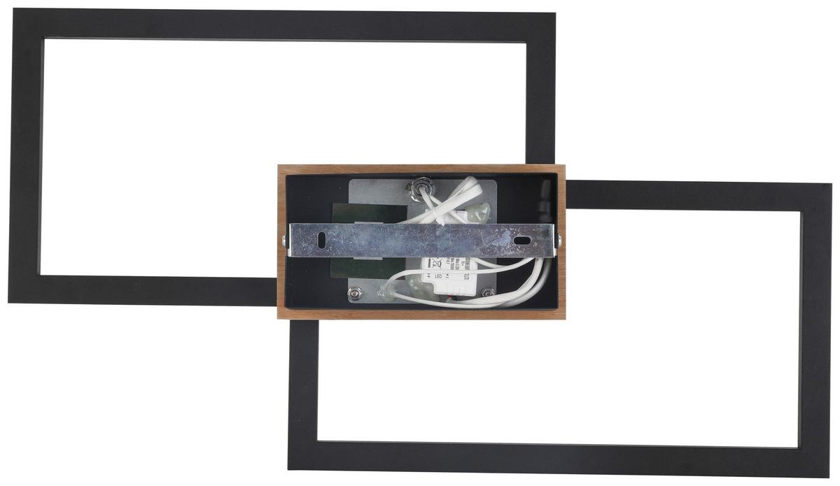 plafonnier LED Joscelin max. 15 Watt - noir/couleur écru, Modern, matière synthétique/bois (50/28/6,3cm) - Modern Living