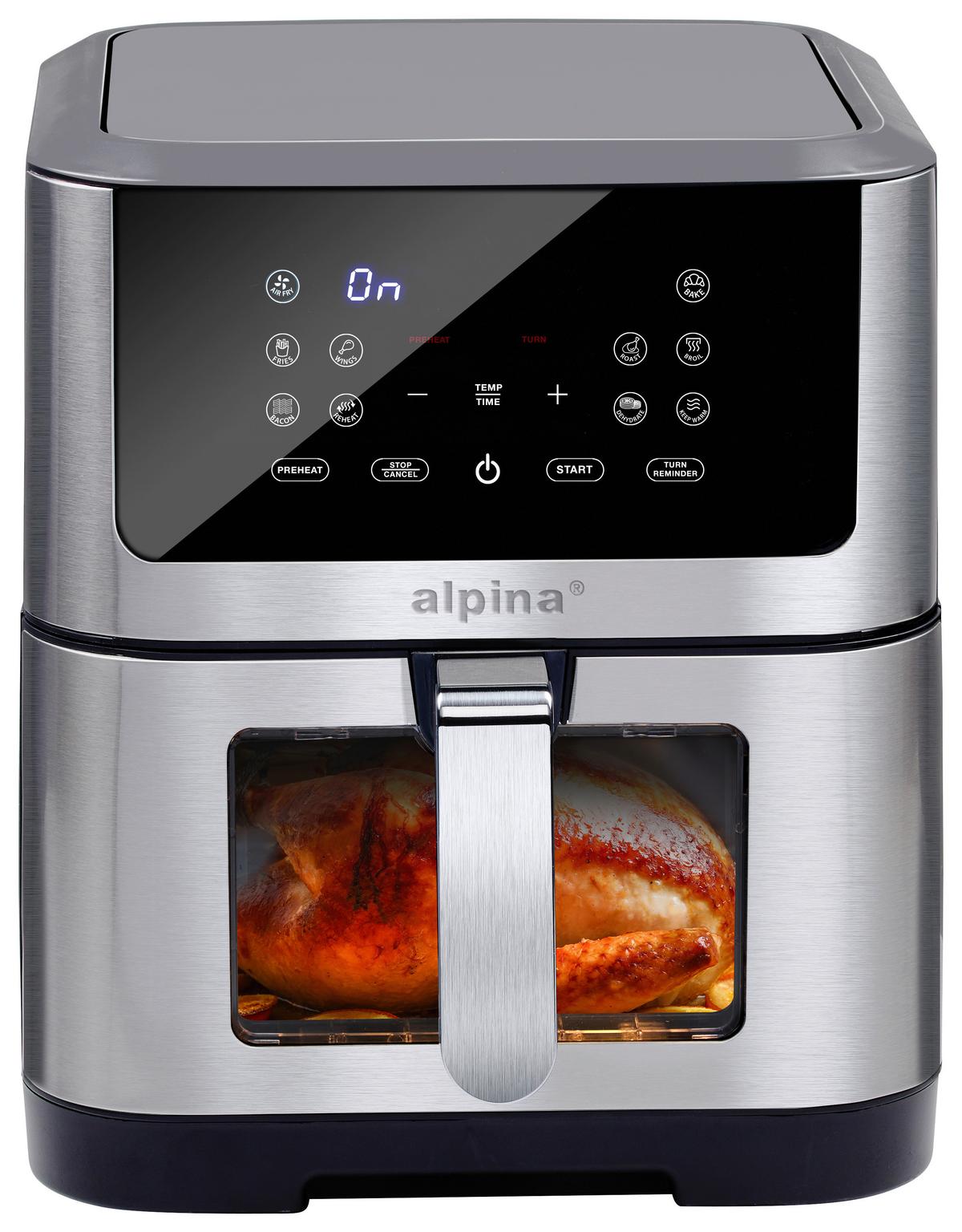 Heißluftfritteuse Alpina Schwarz/Silber max. 1800Watt - Silberfarben/Schwarz, Basics, Kunststoff/Metall (38/29,5/36,5cm) - Alpina 6287