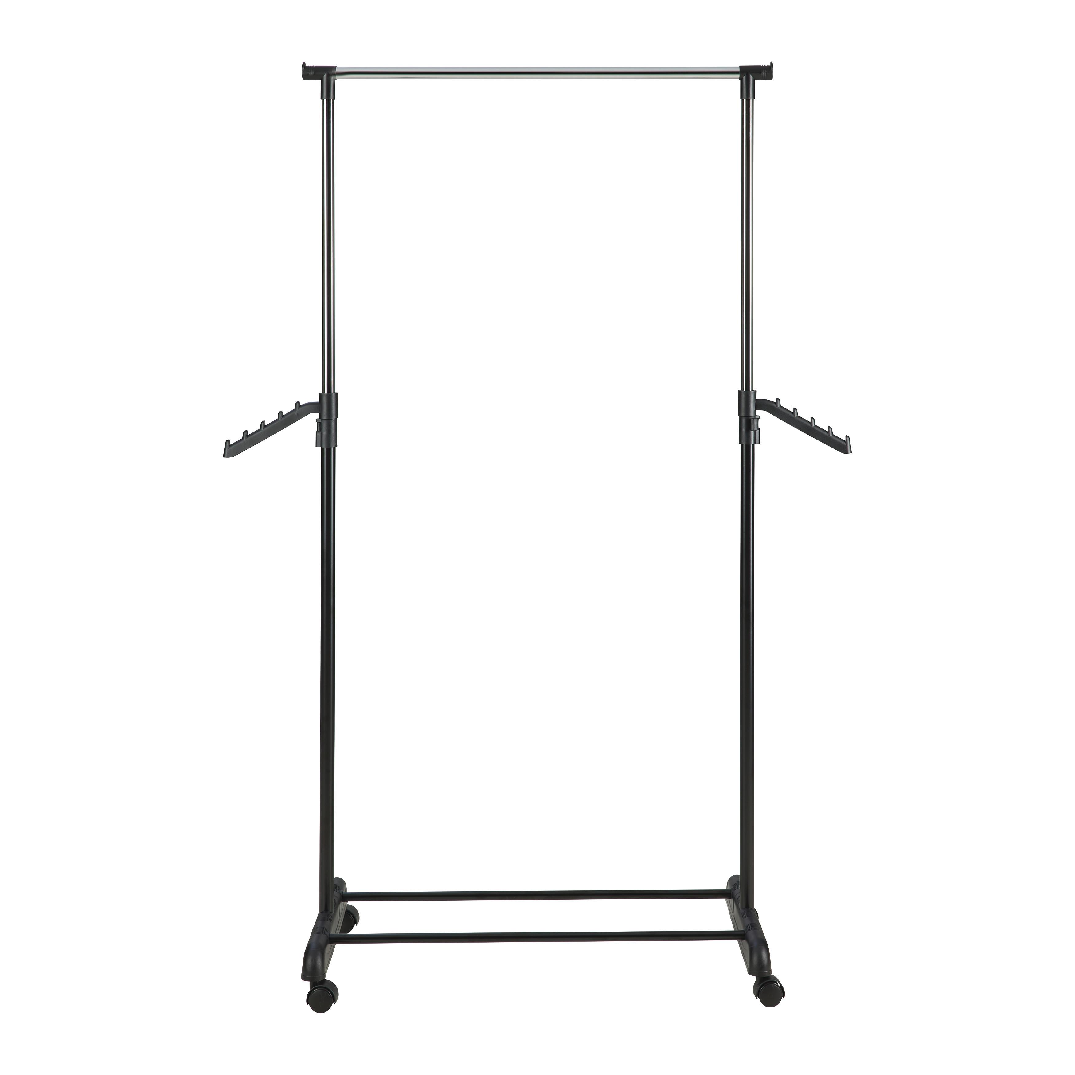 KLÄDSTÄLLNING PÅ HJUL MIKE -BASED/SB- - kromfärg/svart, Klassisk, metall/plast (80/99-179/40cm) - Based