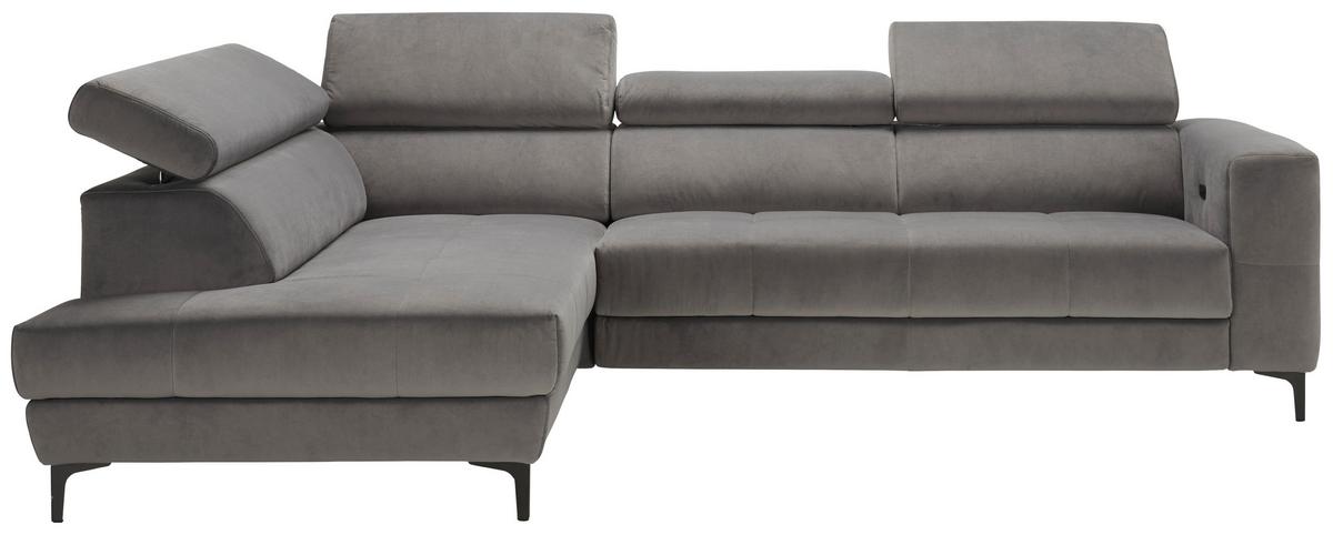 Wohnlandschaft Emma links Grau - Schwarz/Grau, MODERN, Textil (210/47/301cm) - Premium Living