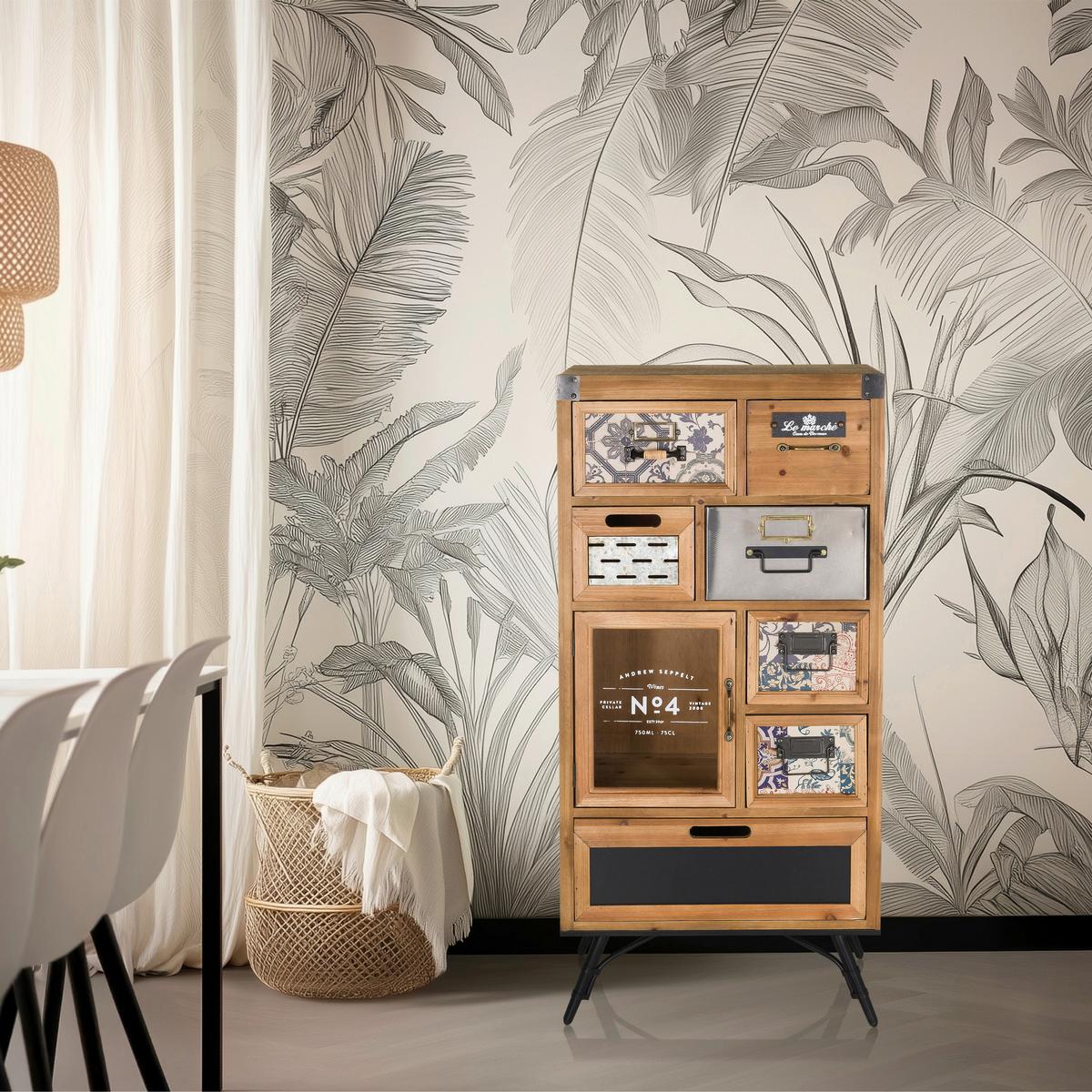 Sideboard Continento Braun/Grau - Multicolor/Schwarz, MODERN, Holz/Metall (53/104/32cm) - MID.YOU