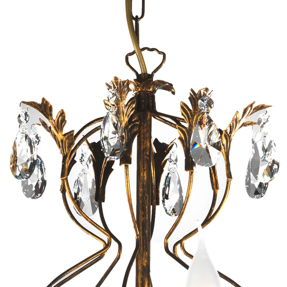 Kristall-Hängeleuchte Teresa Bronzefarben max. 6 Watt - Bronzefarben, KONVENTIONELL, Glas/Metall (70/105cm)
