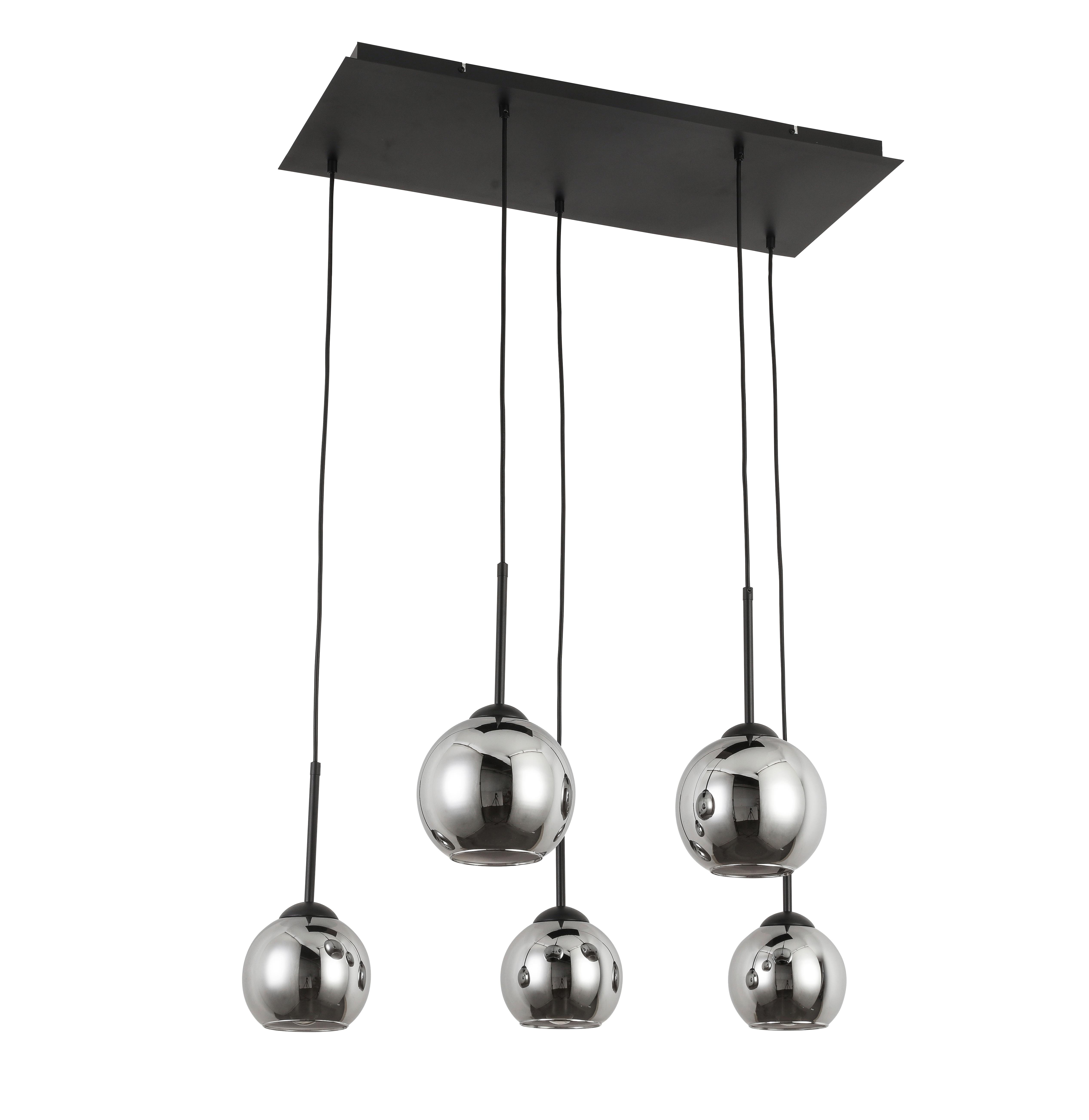 HÄNGLAMPA LUFOO - kromfärg/svart, Modern, metall/glas (75/25/120cm) - Mömax