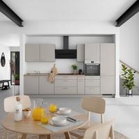 Küchenblock Touch High m. Geräten Grau - Eiche dunkel/Edelstahlfarben, MODERN, Holzwerkstoff/Metall (360cm) - Nobilia