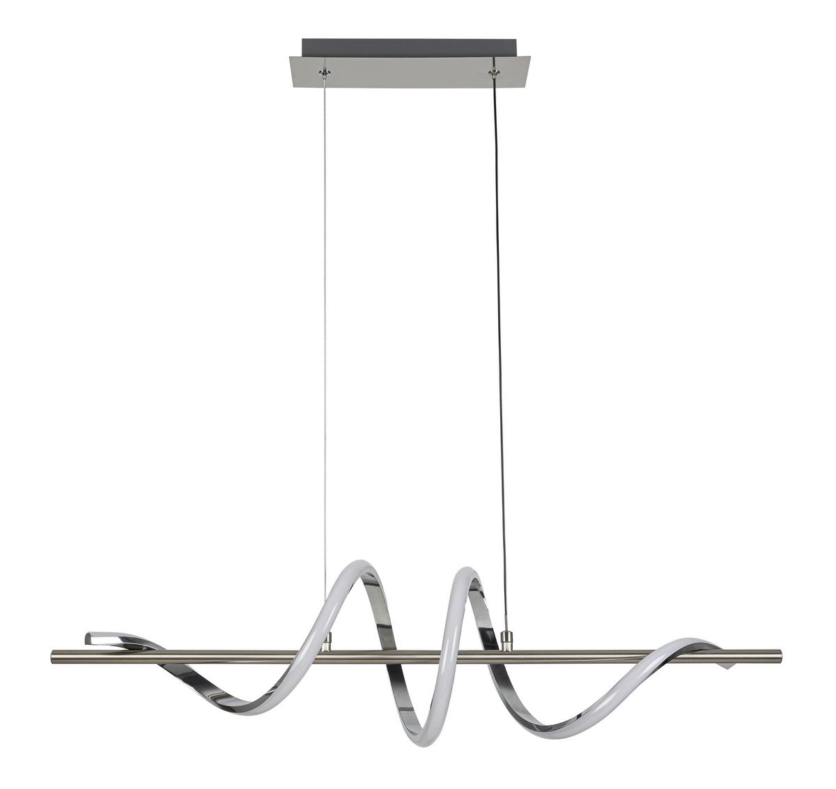 LED-Hängeleuchte Lina Chrom-/Nickelfarben max. 20 W - Chromfarben/Nickelfarben, MODERN, Kunststoff/Metall (20/80/120cm) - Mömax