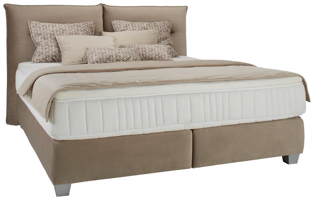 Boxspringbett Fog in Beige ca. 160x200cm - Beige/Silberfarben, LIFESTYLE, Holz/Holzwerkstoff (160/200cm) - Premium Living