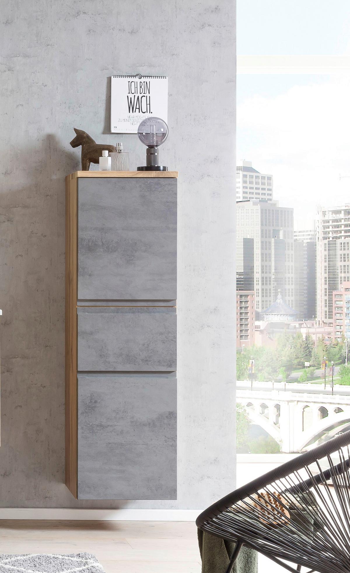 Midischrank Varese ca. 40x130 cm Hellgrau/Eiche - Eiche Wotan/Hellgrau, MODERN, Holzwerkstoff (40/130/35cm) - Held