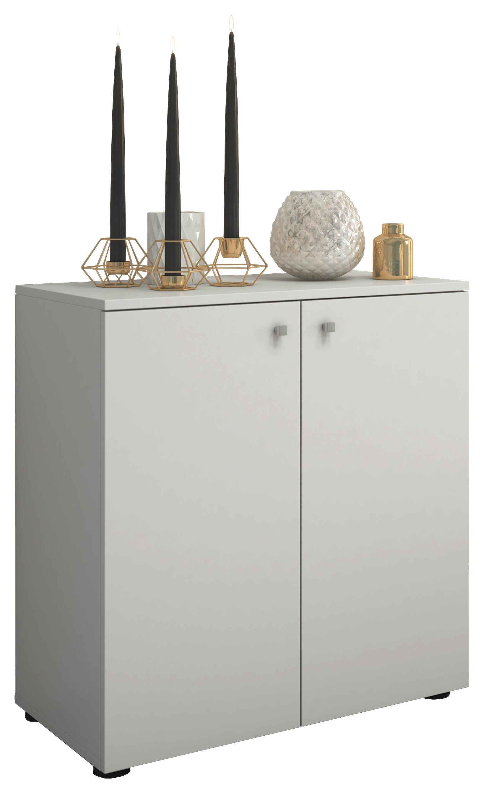 Kommode Vandol Mini ca. 70x70x39 cm Weiß - Silberfarben/Schwarz, Basics, Holzwerkstoff/Kunststoff (70/74/40cm) - MID.YOU