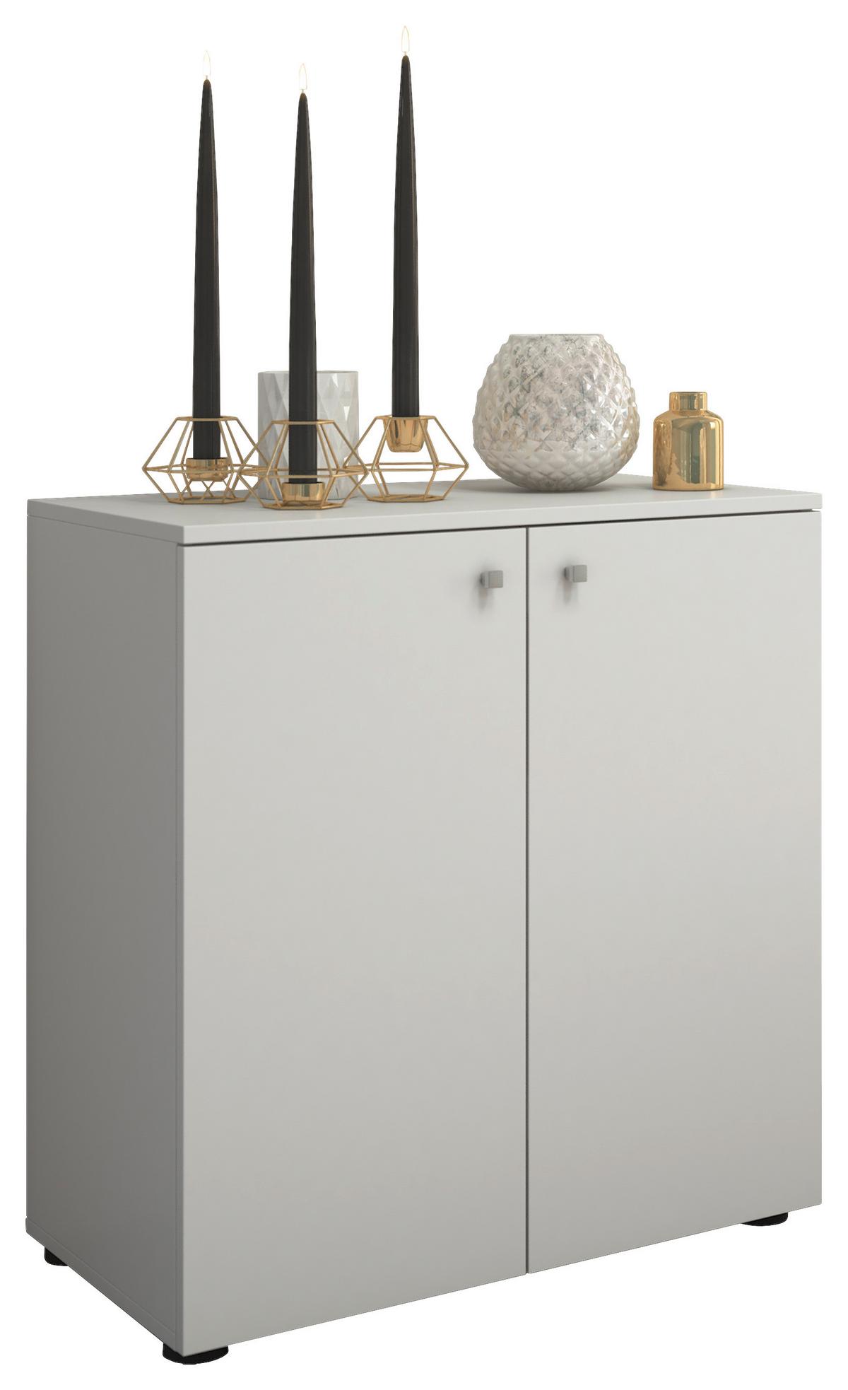 Kommode Vandol Mini ca. 70x70x39 cm Weiß - Silberfarben/Schwarz, Basics, Holzwerkstoff/Kunststoff (70/74/40cm) - MID.YOU