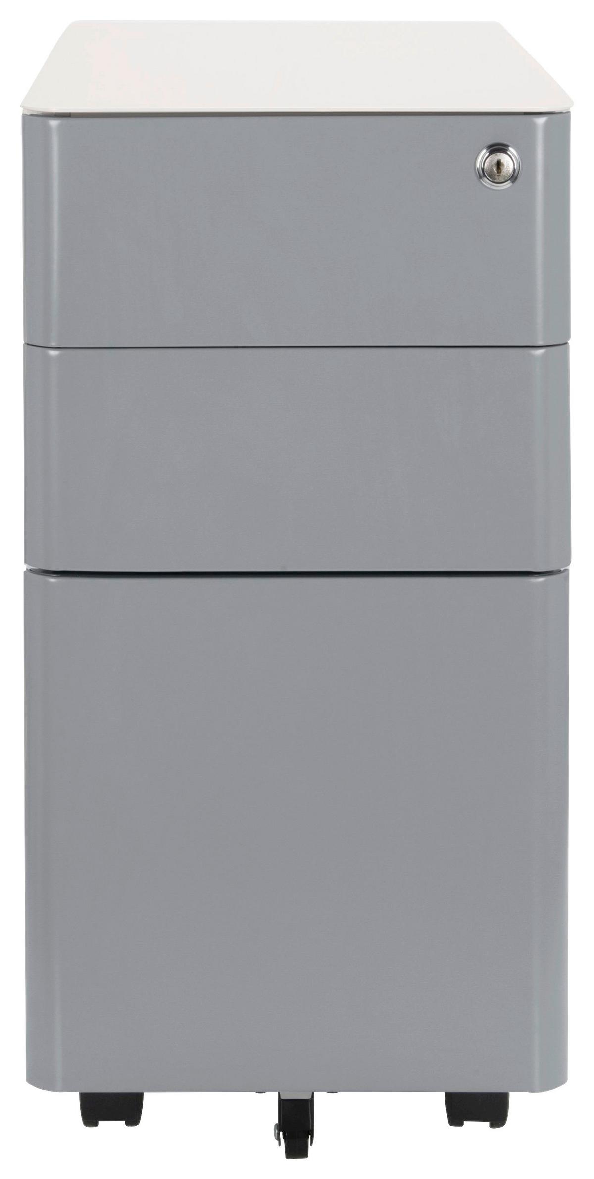 Predalnik Na Kolescih Color I, Bela, Siva - siva/bela, Moderno, kovina/umetna masa (30/59/50cm) - MID.YOU