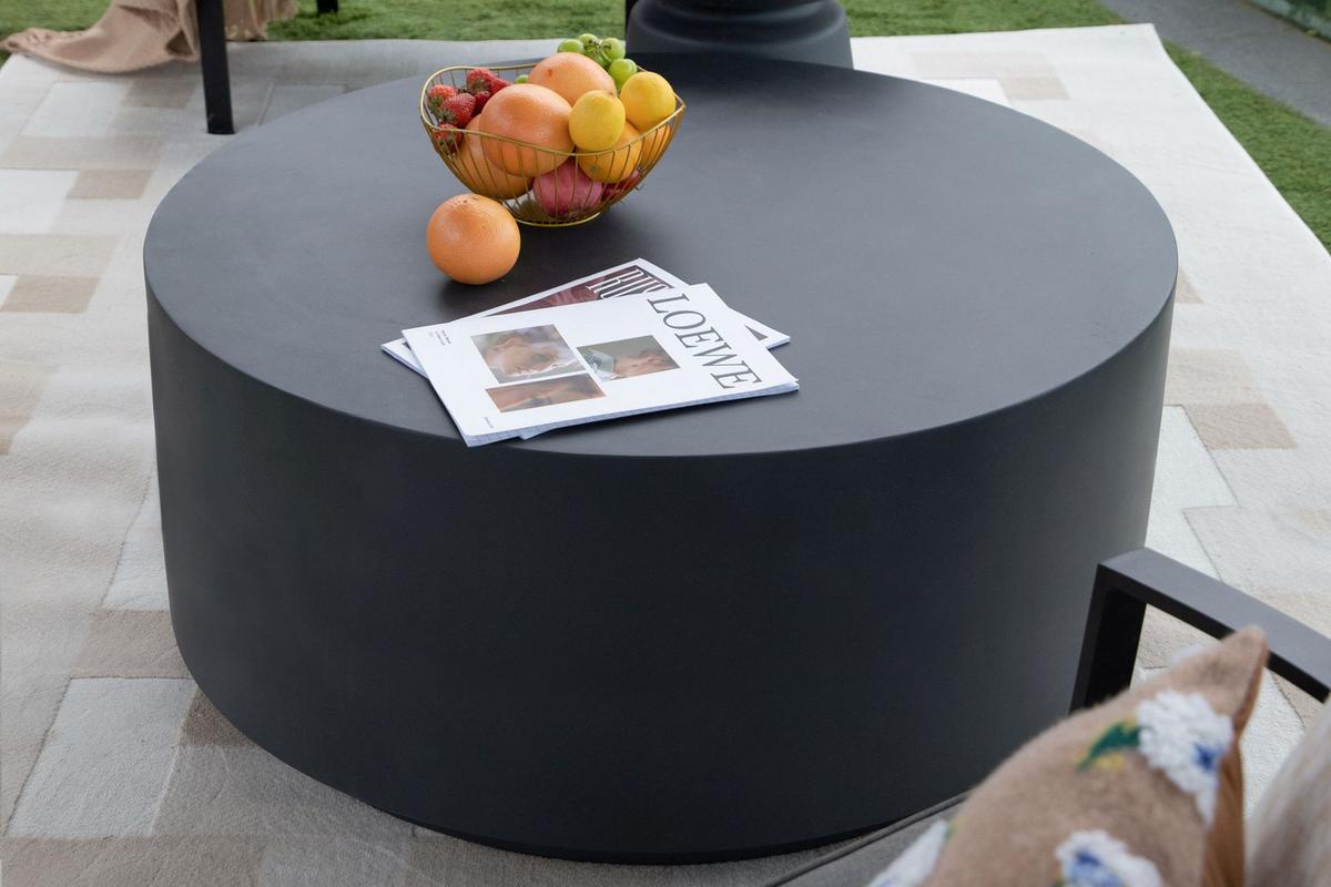 Loungetisch Rome Faserbeton Schwarz - Schwarz, KONVENTIONELL, Stein (86/86/41cm) - Gardenson