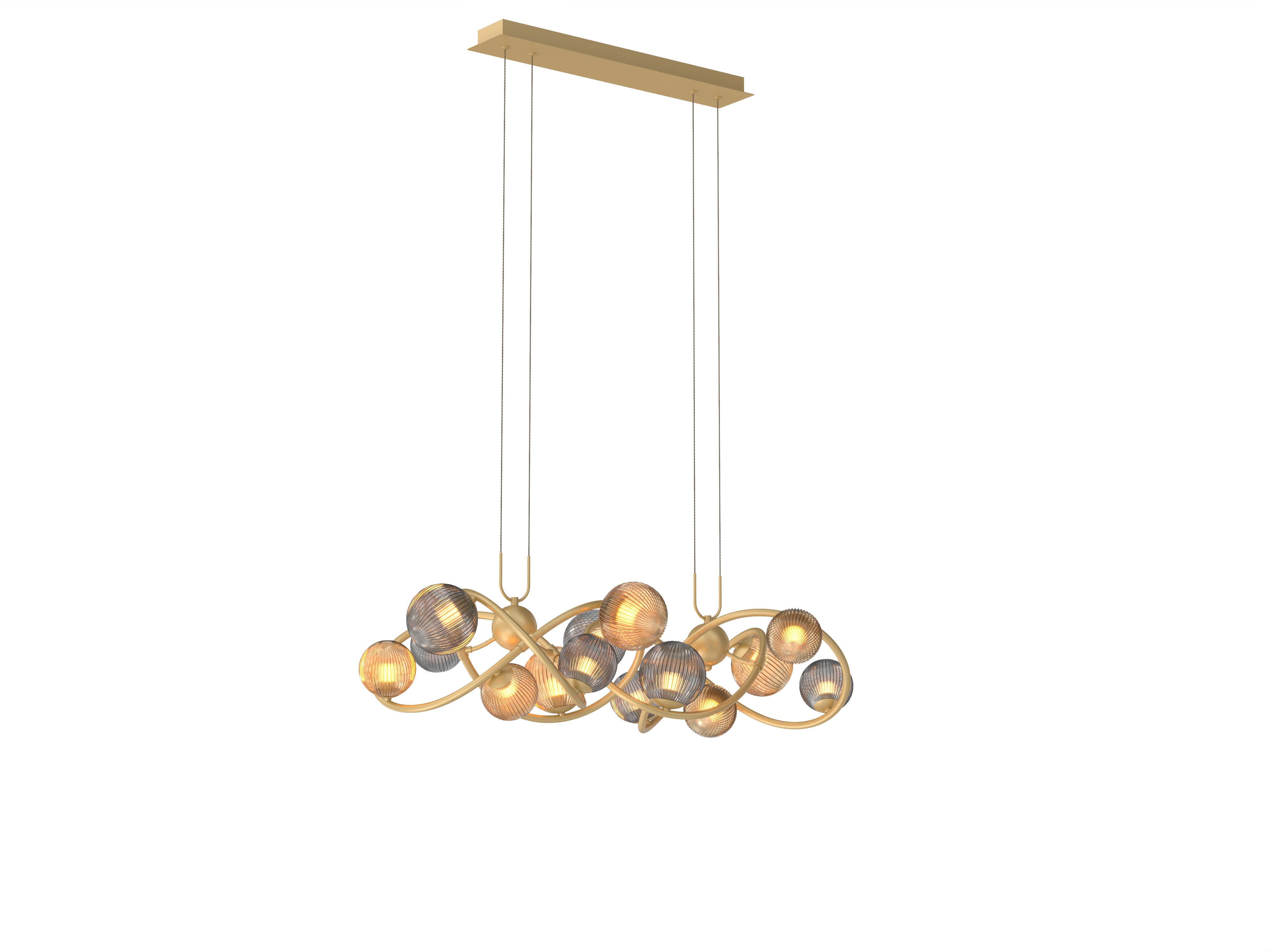 LAMPA WISZĄCA LED 7015-1404 METZ - złoty, Design, metal/szkło (60/150cm) - Wofi