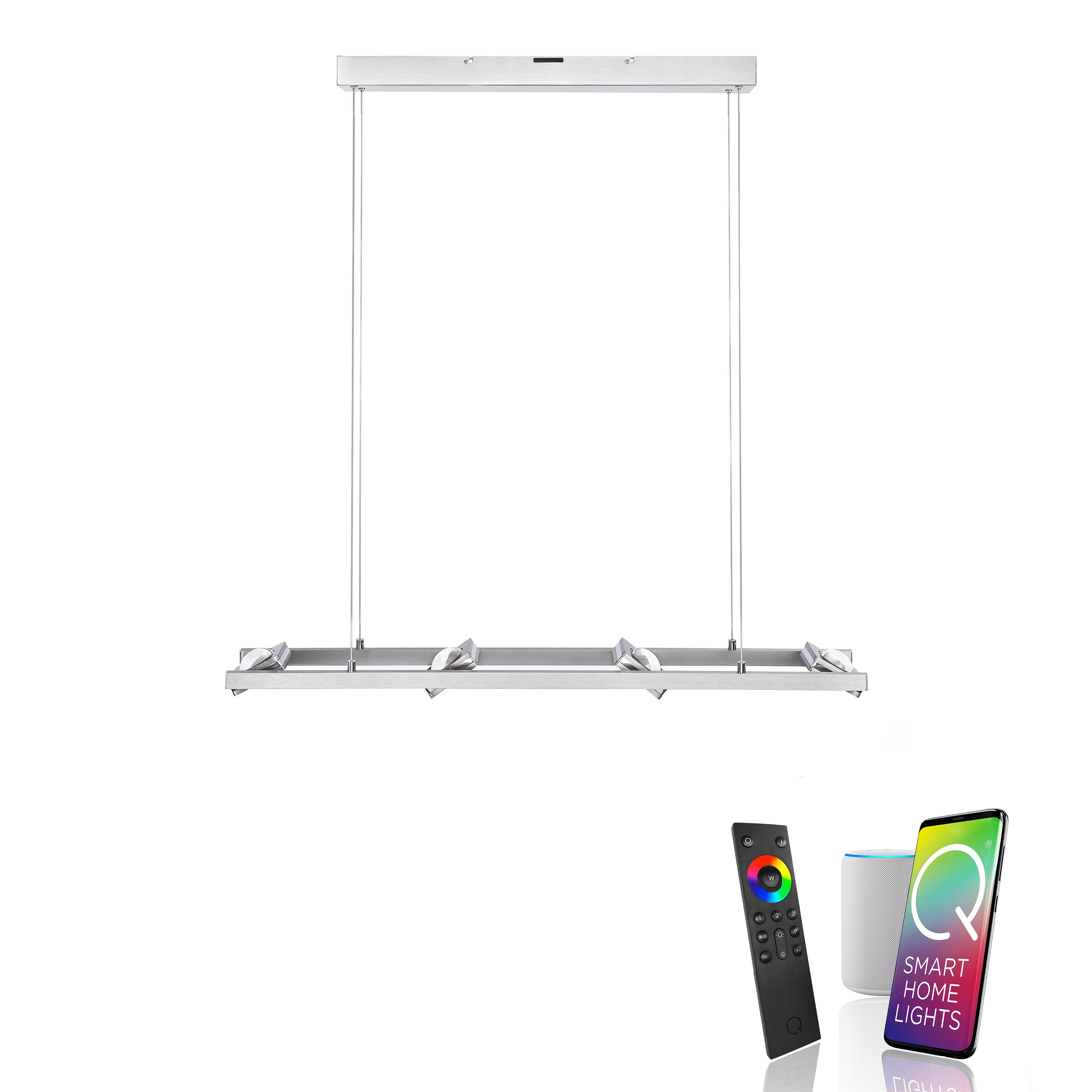 LAMPA WISZĄCA LED 2460-55 Q-FISHEYE - kolor stalowy, Design, tworzywo sztuczne/metal (99/16,5/120cm) - Just Light
