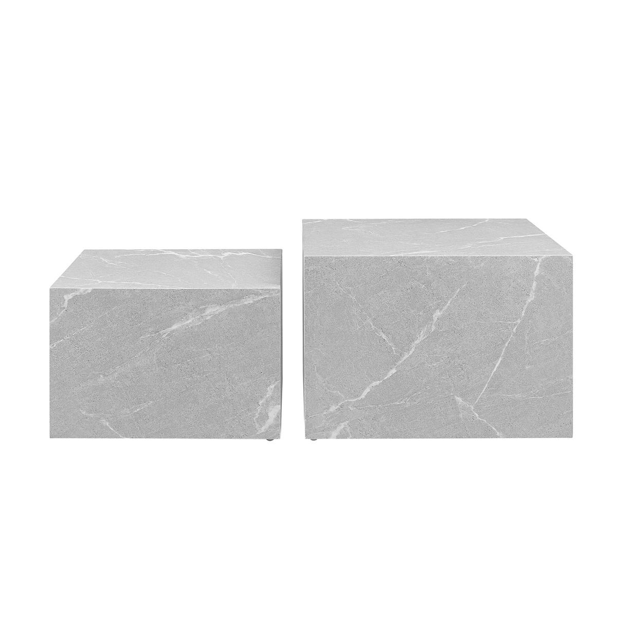 Set Klubskih Mizic Marble, Siva, 2-Delni - siva, Design, leseni material (58-50/58-50/40-33cm) - Livetastic