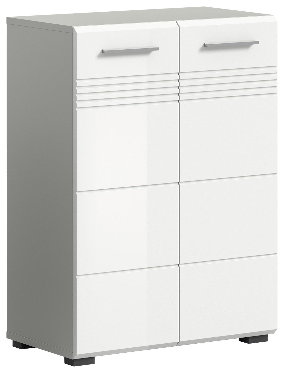 Spodnja Omarica Copa, Bela/siva - barve kroma/siva, Moderno, umetna masa/leseni material (60/80/30cm) - MID.YOU