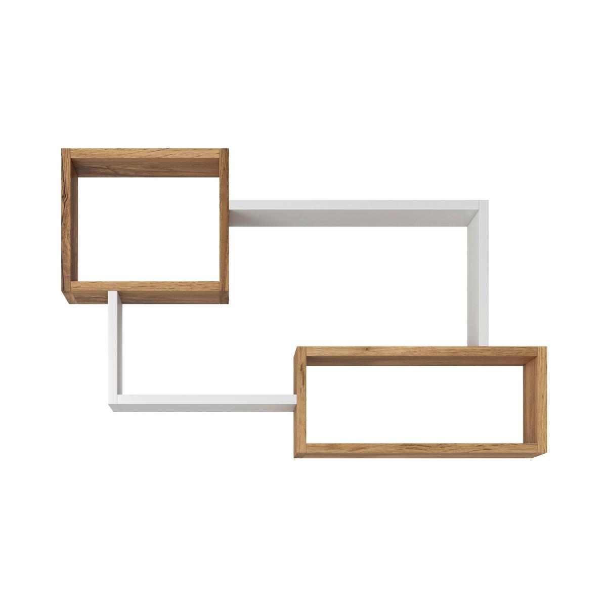 Stenski Regal Trio, Barva Hrasta, Bela - hrast wotan/bela, Basics, leseni material (86,8/54,1/18cm) - P & B