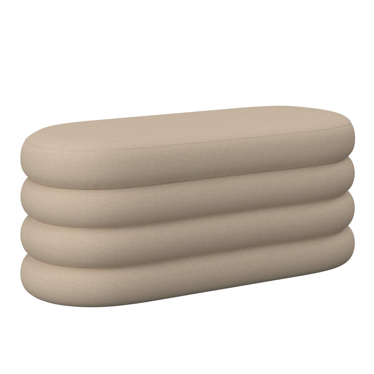 Hockerbank Lorena Braun Boucle Gepolstert mit Stauraum - Braun, MODERN, Holz/Textil (110/47/45cm) - Bessagi Home