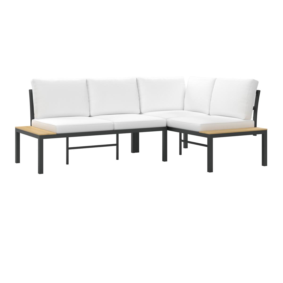 ENSEMBLE LOUNGE ARIANNA - Creme/Schwarz, Modern, Kunststoff/Textil (146/76/75cm) - Bessagi Garden