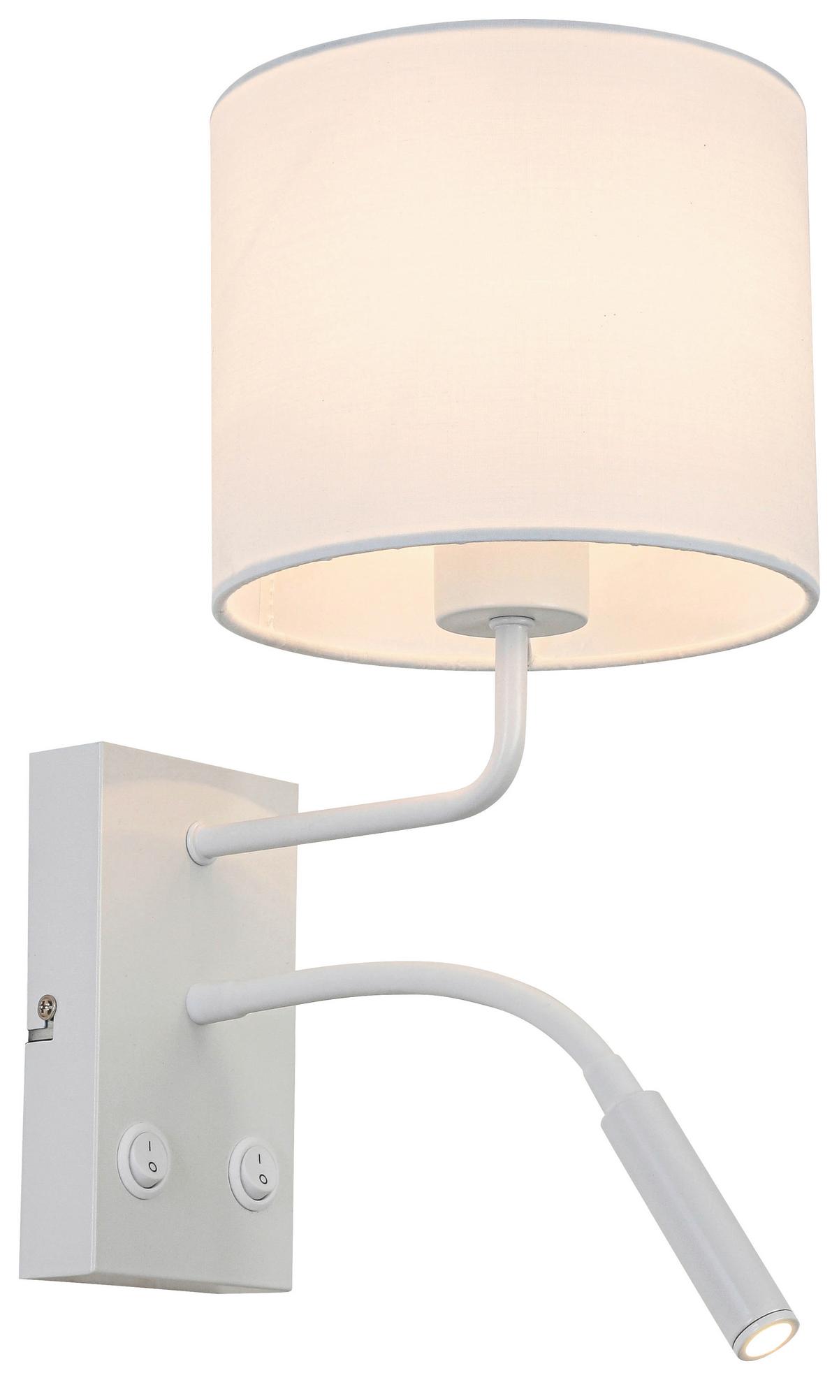 Wandleuchte Douple Weiss max. 28 Watt - Weiss, Konventionell, Kunststoff/Textil (31/18/33cm) - Mömax