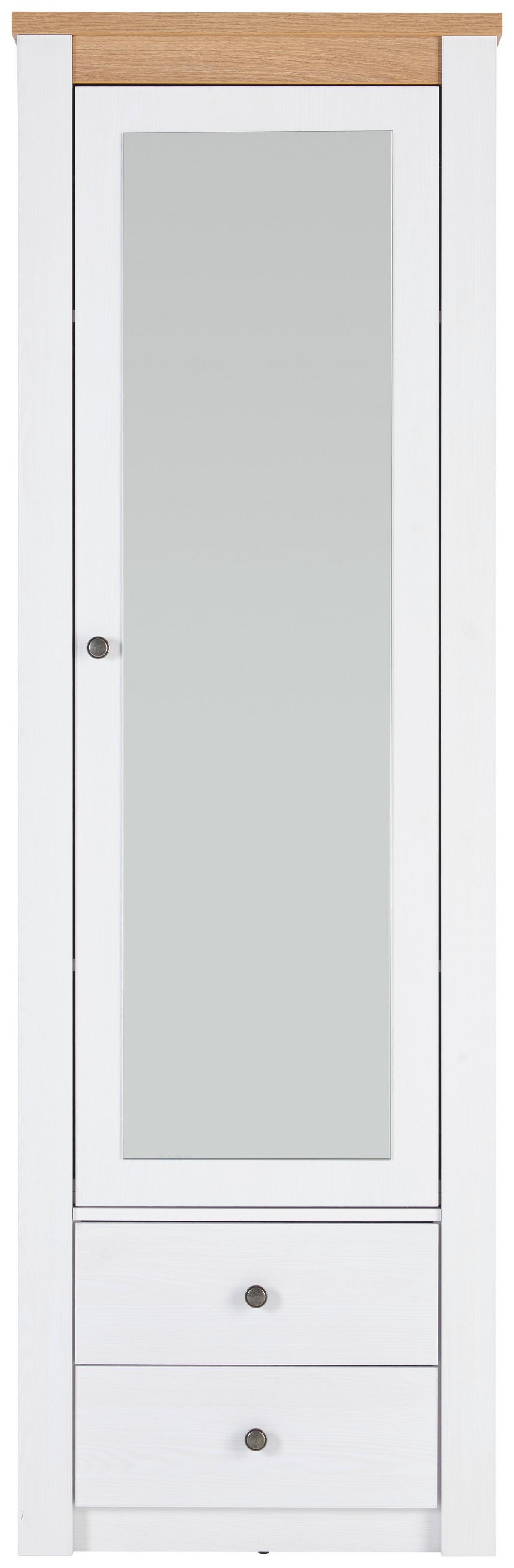 Garderobna Omara Rovigio, Barva Macesna, Bela - črna/barve hrasta, Basics, kovina/steklo (62,2/196,5/42,5cm) - Landscape