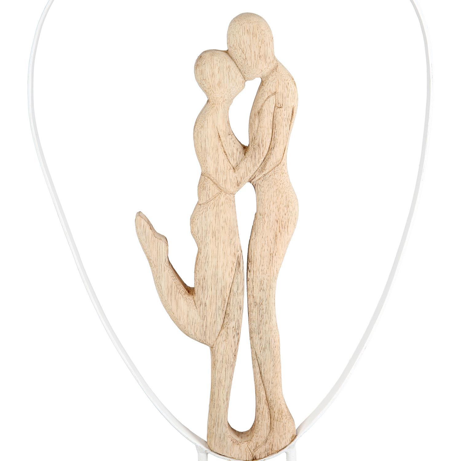 Skulptur frisch verliebt Beigebraun - Beigebraun, Basics, Holz/Metall (32/55/9cm)