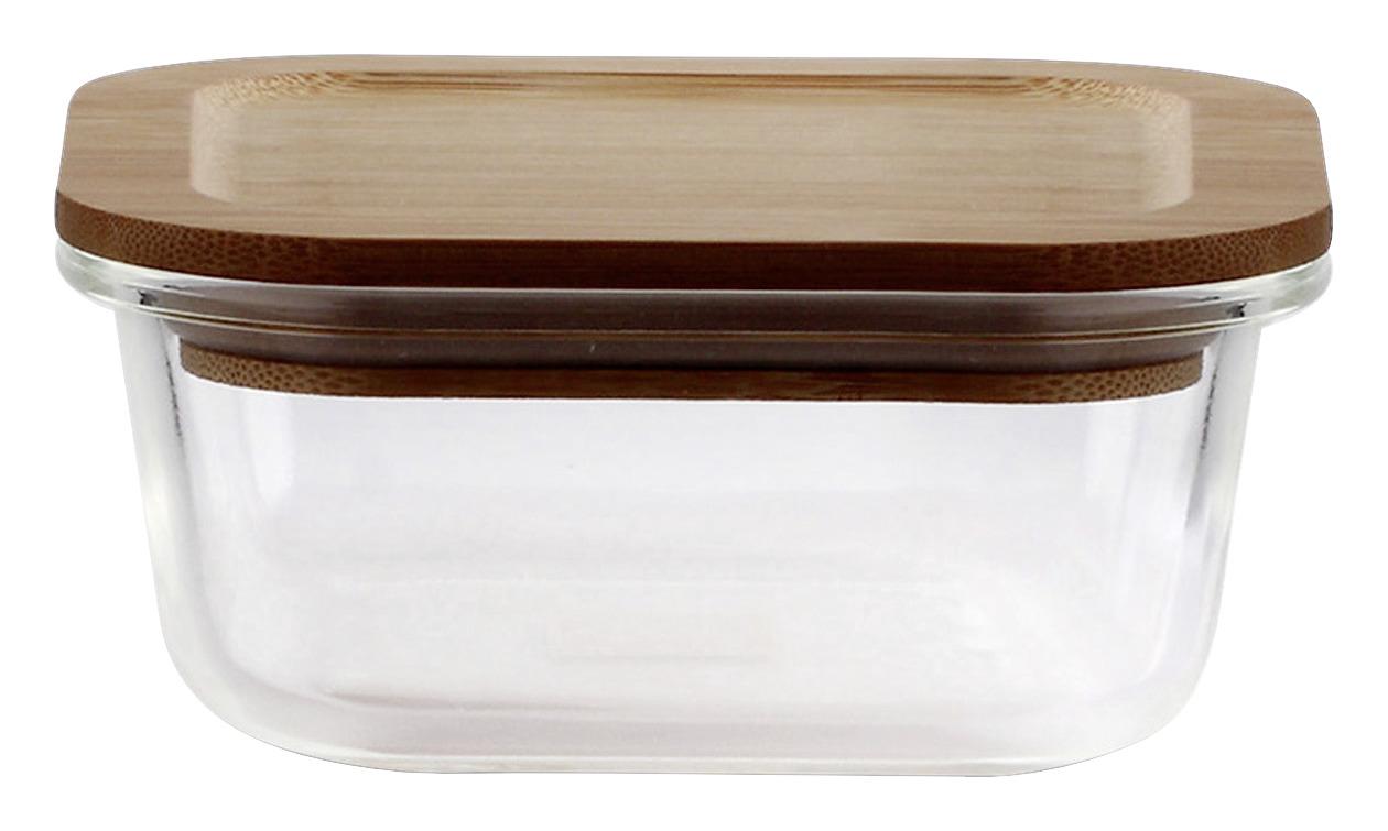 pojemnik na żywność ANNEGRET - naturalny/przejrzysty, drewno/szkło (13,3/13,3cm) - Zandiara