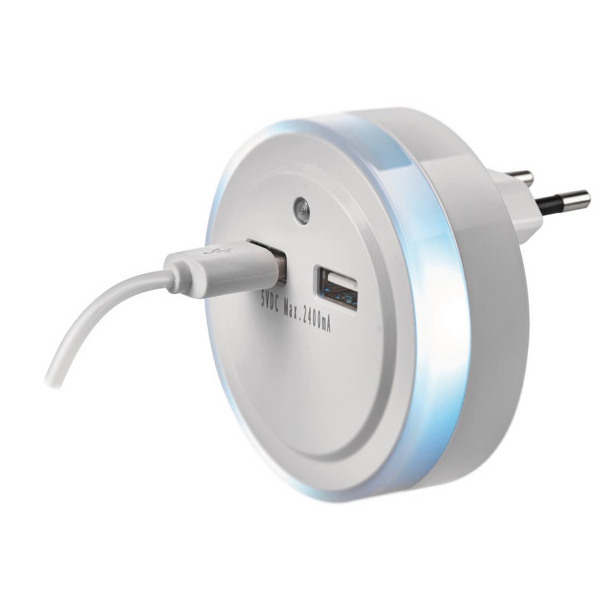 Led Éjjeli Lámpa Usb-Töltővel - fehér, Basics, műanyag (6/7.3/6cm)