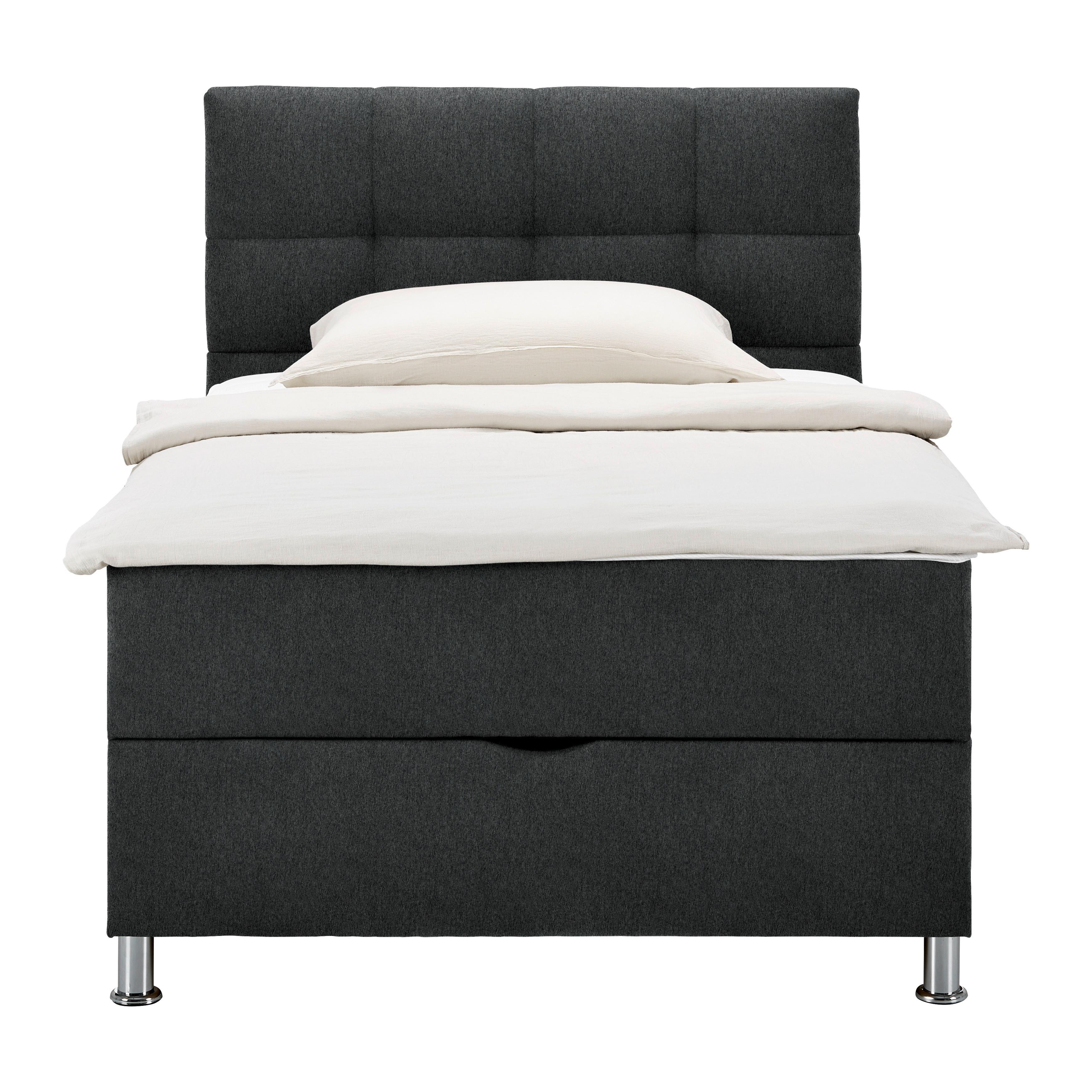 Box Krevet Oviedo - boje kroma/antracit, Konvencionalno, tekstil (120/200cm) - Based