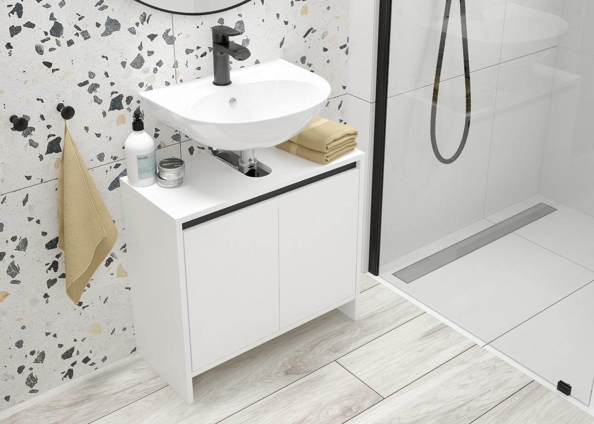 SZAFKA POD UMYWALKĘ SLITO - antracytowy/biały, Basics, materiał drewnopochodny (60/55/28cm) - MID.YOU