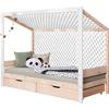 Stauraumbett Holz Fußball ca. 97x213 cm Weiß/Kiefer - Naturfarben/Weiß, MODERN, Holz/Textil (90/200cm) - MID.YOU