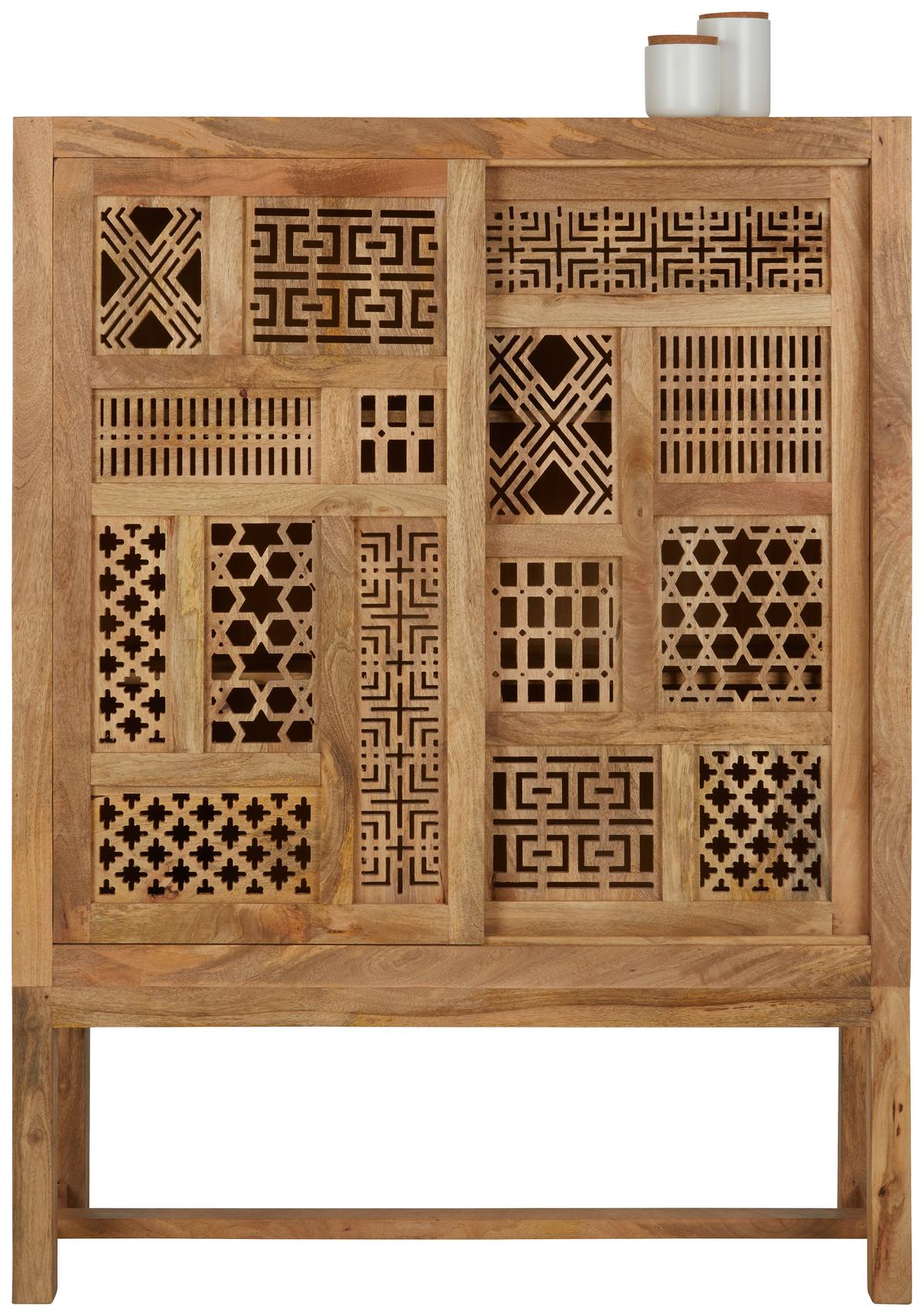 Highboard Lakota aus Mangoholz in Hellbraun - Hellbraun, LIFESTYLE, Holz (115/150/38cm) - Zandiara