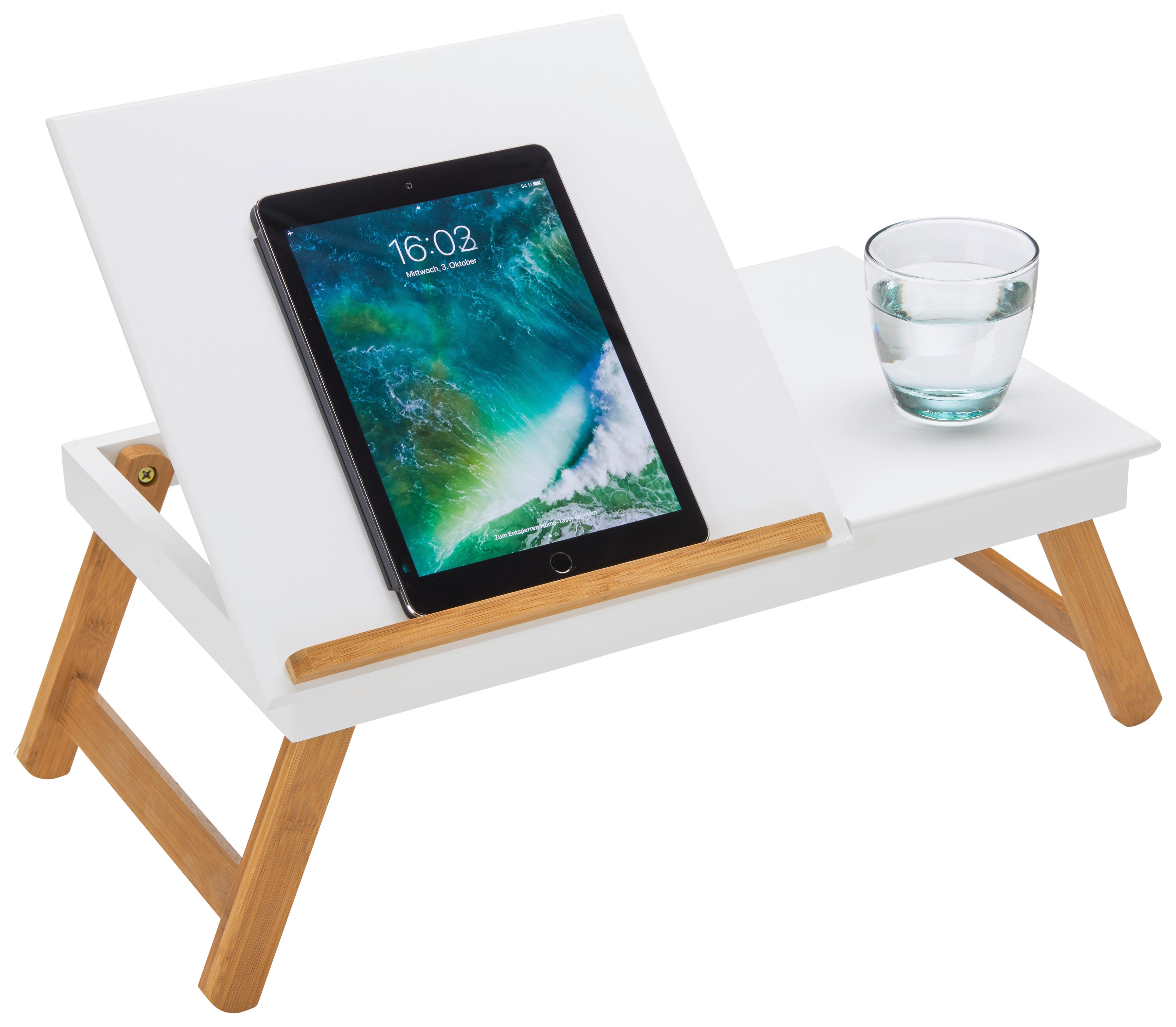 Laptoptisch in Weiß/Naturfarben - Naturfarben/Weiß, LIFESTYLE, Holz (53/20,5-43/33cm) - Mömax