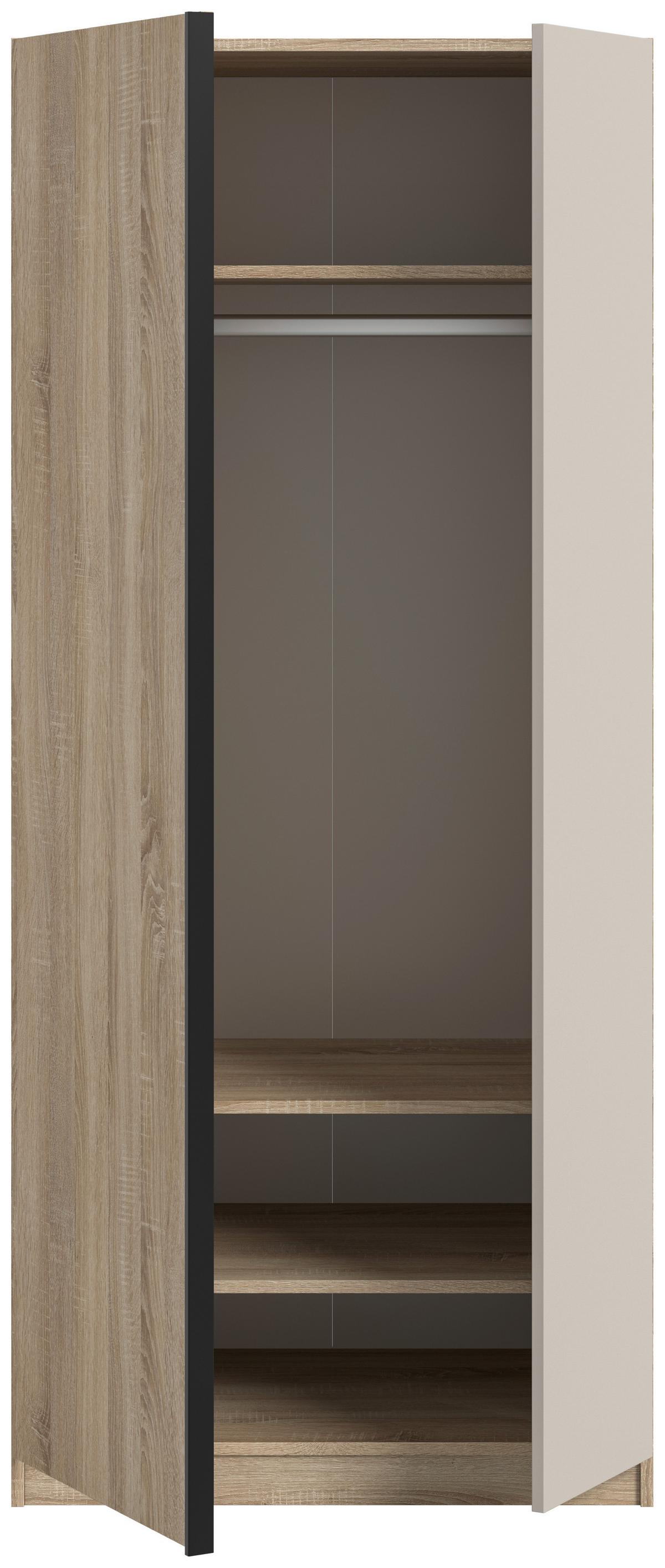 Drehtürenschrank OAKLAND ca.80x183x53cm Sonoma Eiche - Kaschmir/Schwarz, MODERN, Holzwerkstoff (80/183/53cm) - MID.YOU