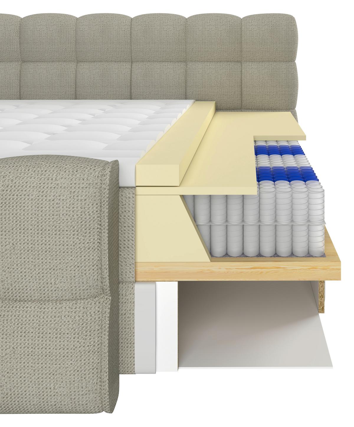 Boxspring Krevet Brisbane - crna/ecru, Trend, drvni materijal/drvo (120/200cm) - Premium Living