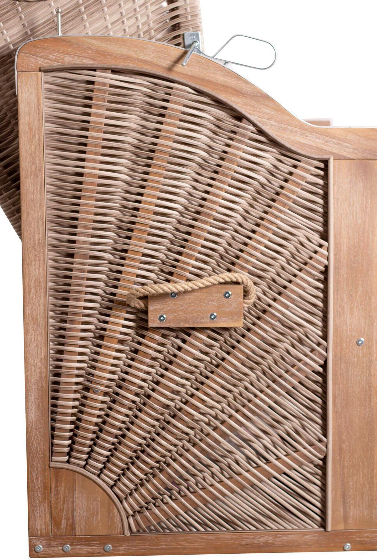 Strandkorb Trendy Pure Akazie/Weißgrau - Grauweiß/Weiß, KONVENTIONELL, Holz (130/165/80cm)