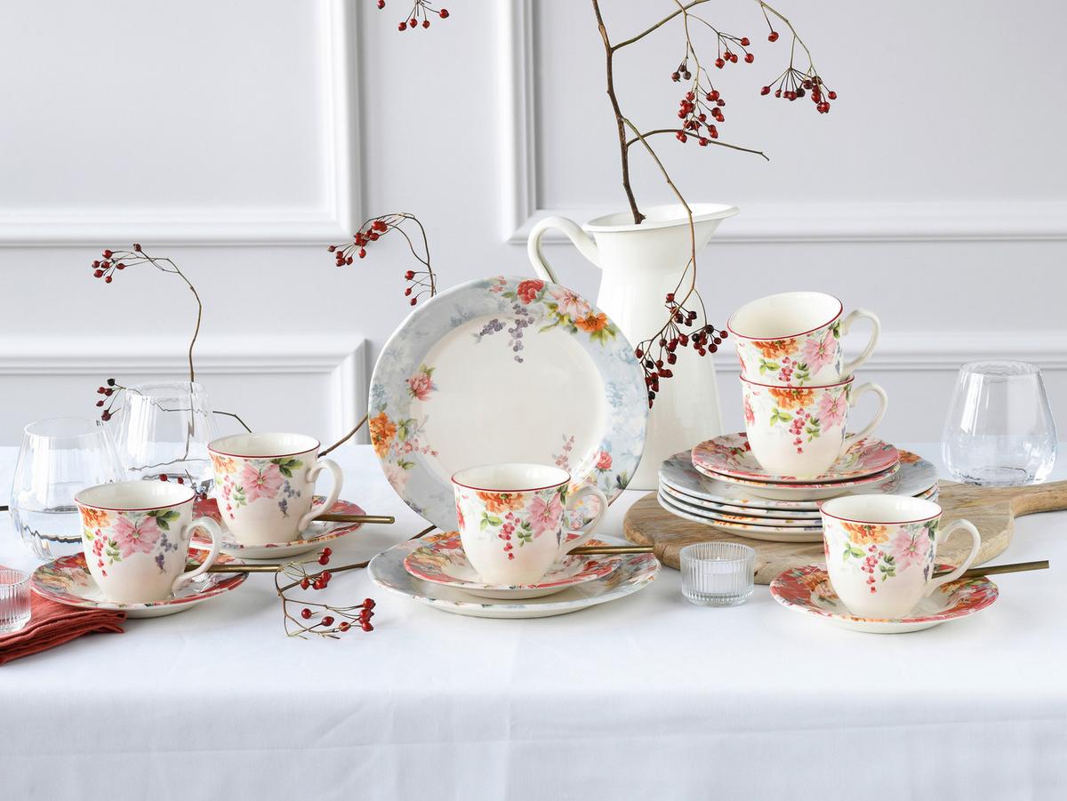 Kavni Servis Crimson Bunt, 18-Delni - večbarvno, Basics, keramika - Creatable