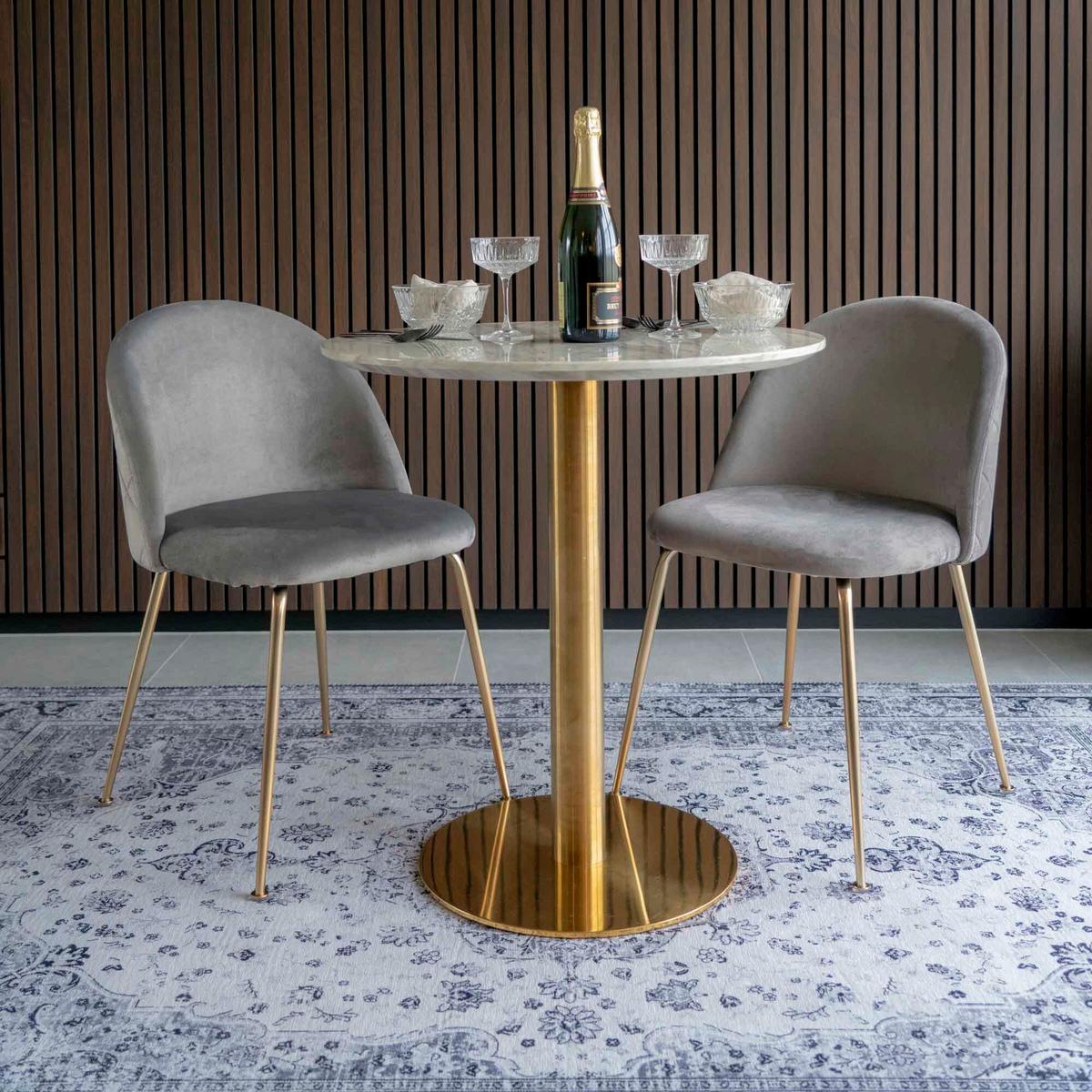 Esstisch Bolzano Grauweiß Marmoroptik - Messingfarben/Grauweiß, MODERN, Holzwerkstoff/Metall (70/70/75cm) - MID.YOU
