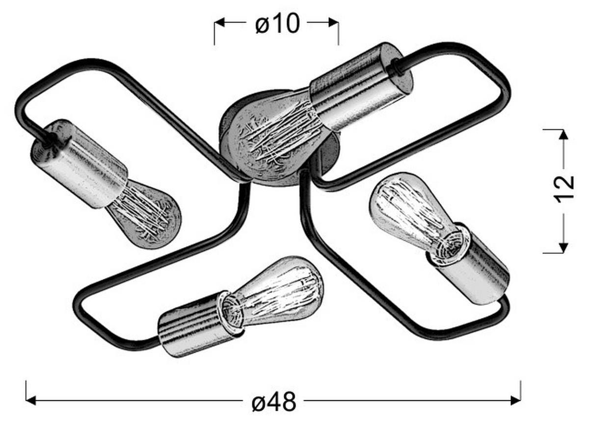 Svjetiljka Stropna 34-66923 - crna, Konvencionalno, metal (48/48/12cm)