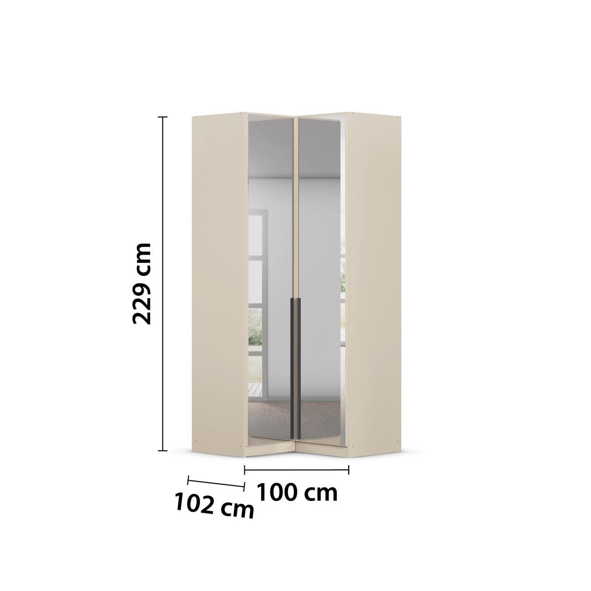 DULAP PE COLT ALABAMA - argintiu/transparent, Modern, material pe bază de lemn (100/229/102cm) - Modern Living