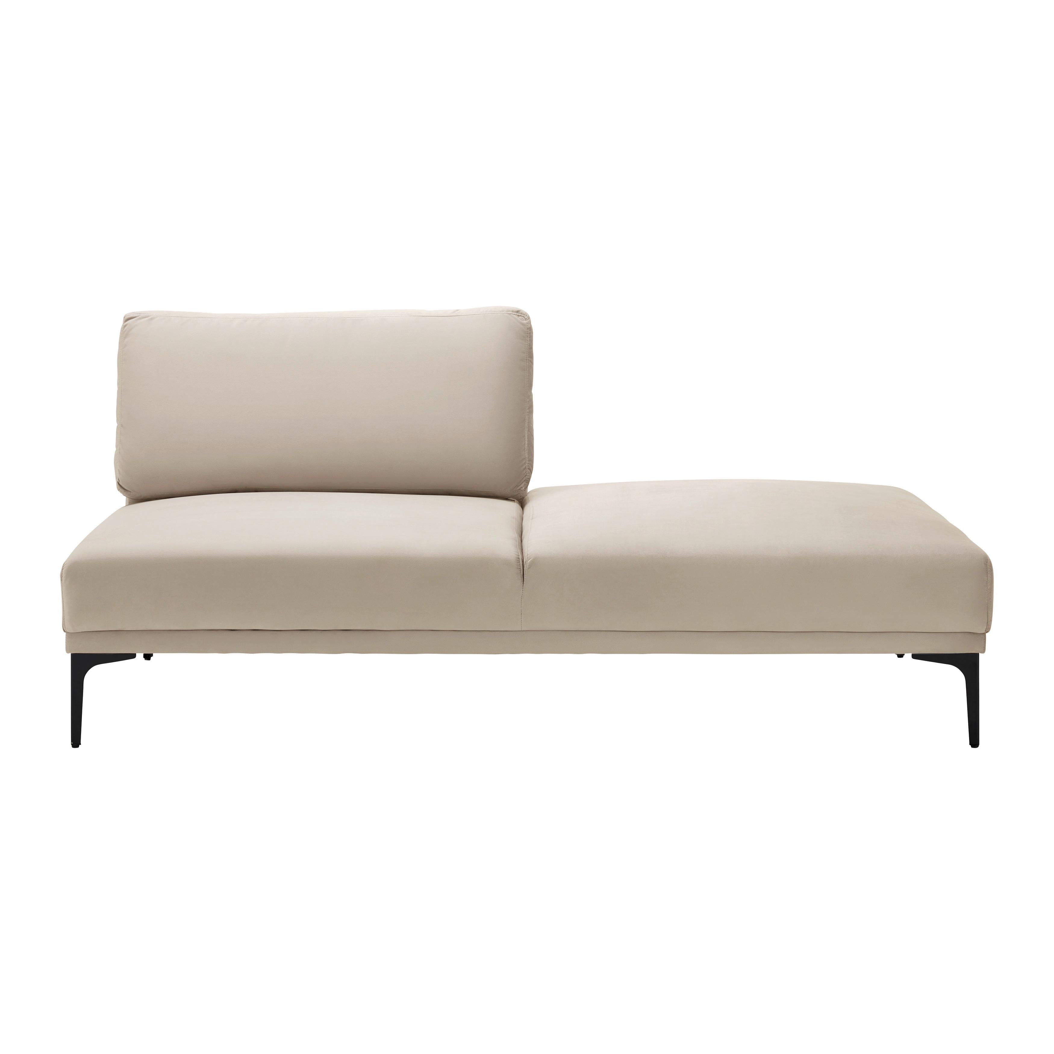 Modulares Sofa "Tessa", beige, Samt - Beige/Schwarz, MODERN, Textil/Metall (180,5/82,5/88,5cm) - Bessagi Home