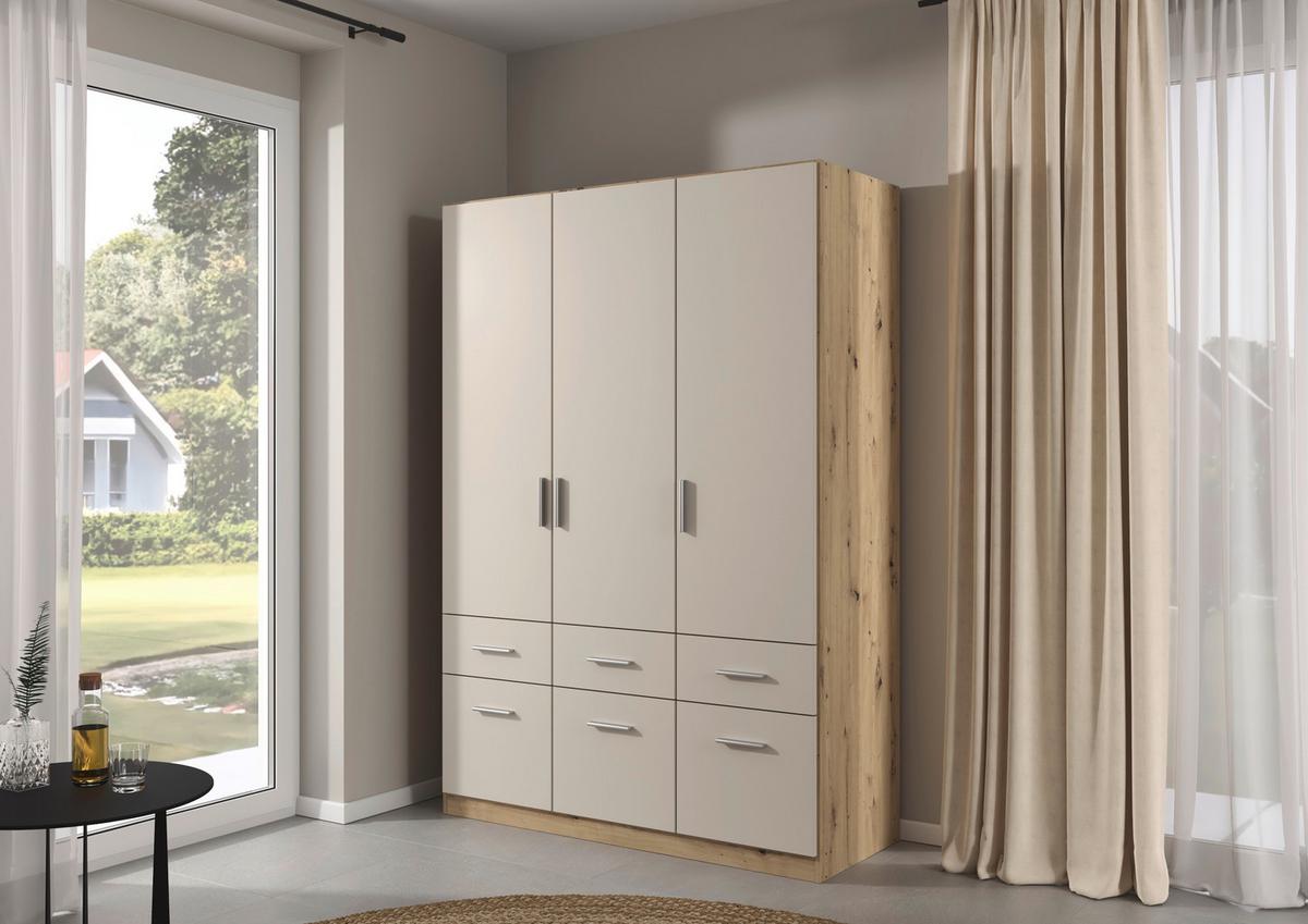 Omara Za Oblačila Celle Matt, Barva Šampanjca, Hrast - barve šampanjca/barve aluminija, Trend, umetna masa/leseni material (136/197/54cm)