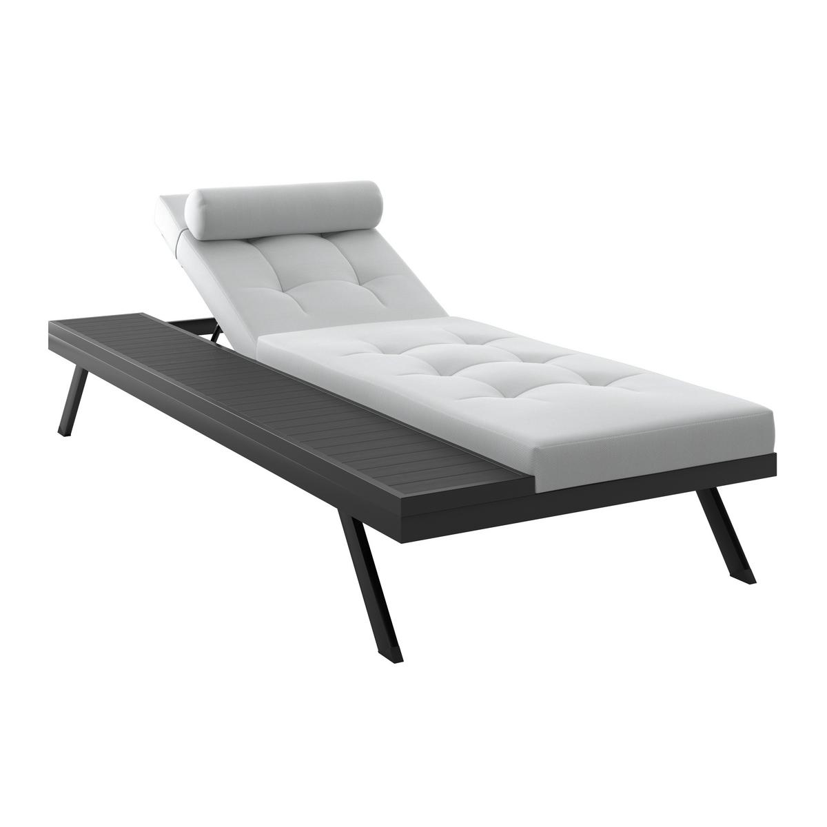 Gartenliege Avolina Hellgrau Outdoorstoff/Metall +Abdeckung - Dunkelgrau/Hellgrau, MODERN, Kunststoff/Textil (199/86/40cm) - Bessagi Garden