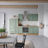 Küchenblock Cascada Low m. Geräten Schilfgrün - Schilfgrün/Eichefarben, MODERN, Holzwerkstoff/Metall (300cm) - Nobilia