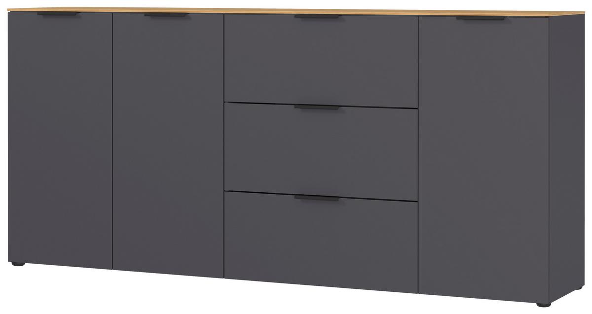 Sideboard California in Eichefarben/Graphitfarben - Eichefarben/Graphitfarben, Modern, Holzwerkstoff/Metall (192/98/40cm) - Premium Living