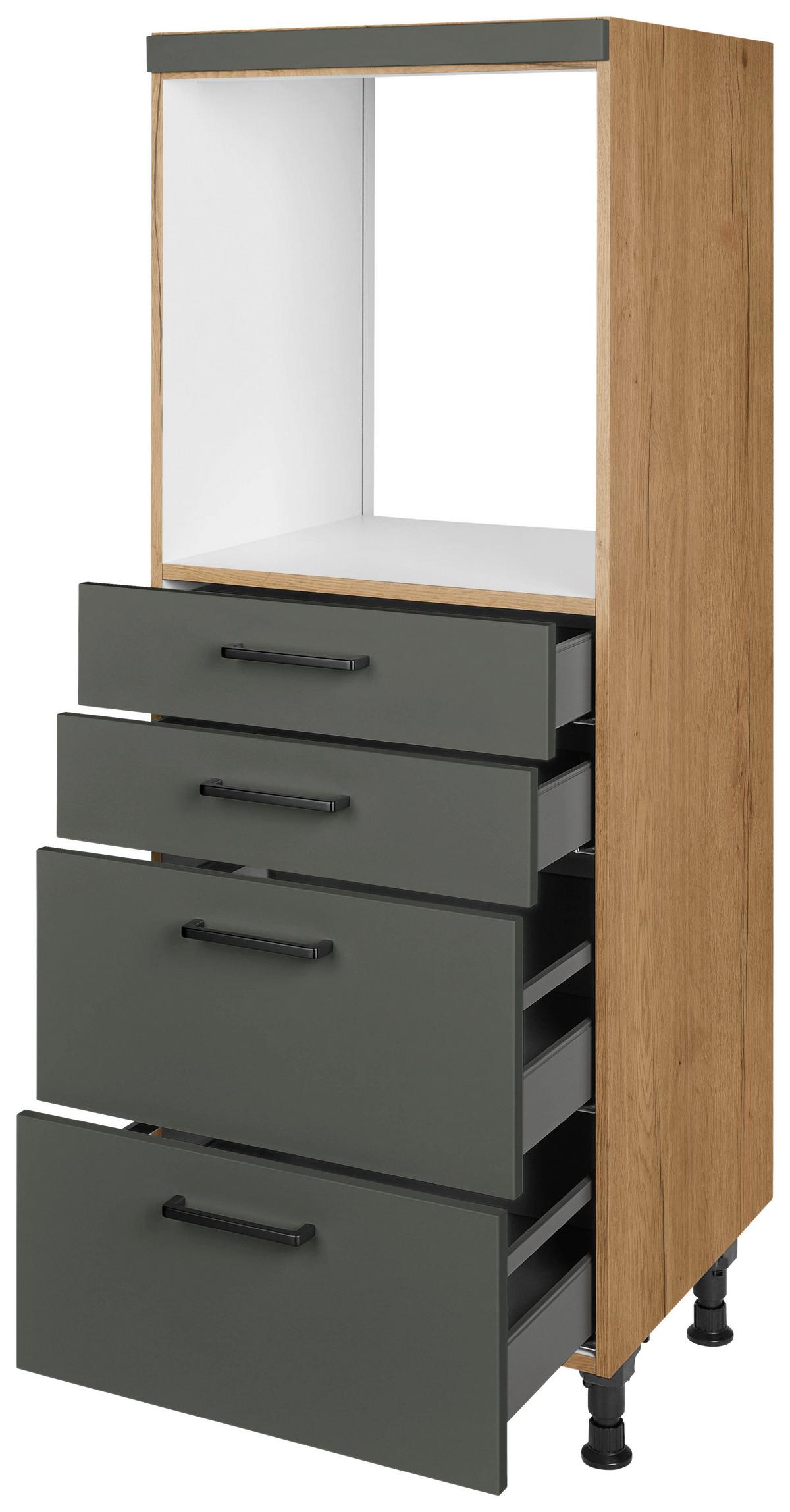 Geräteumbauschrank Easytouch Grün - Eichefarben/Schwarz, MODERN, Holzwerkstoff/Metall (60/168/58cm) - Nobilia