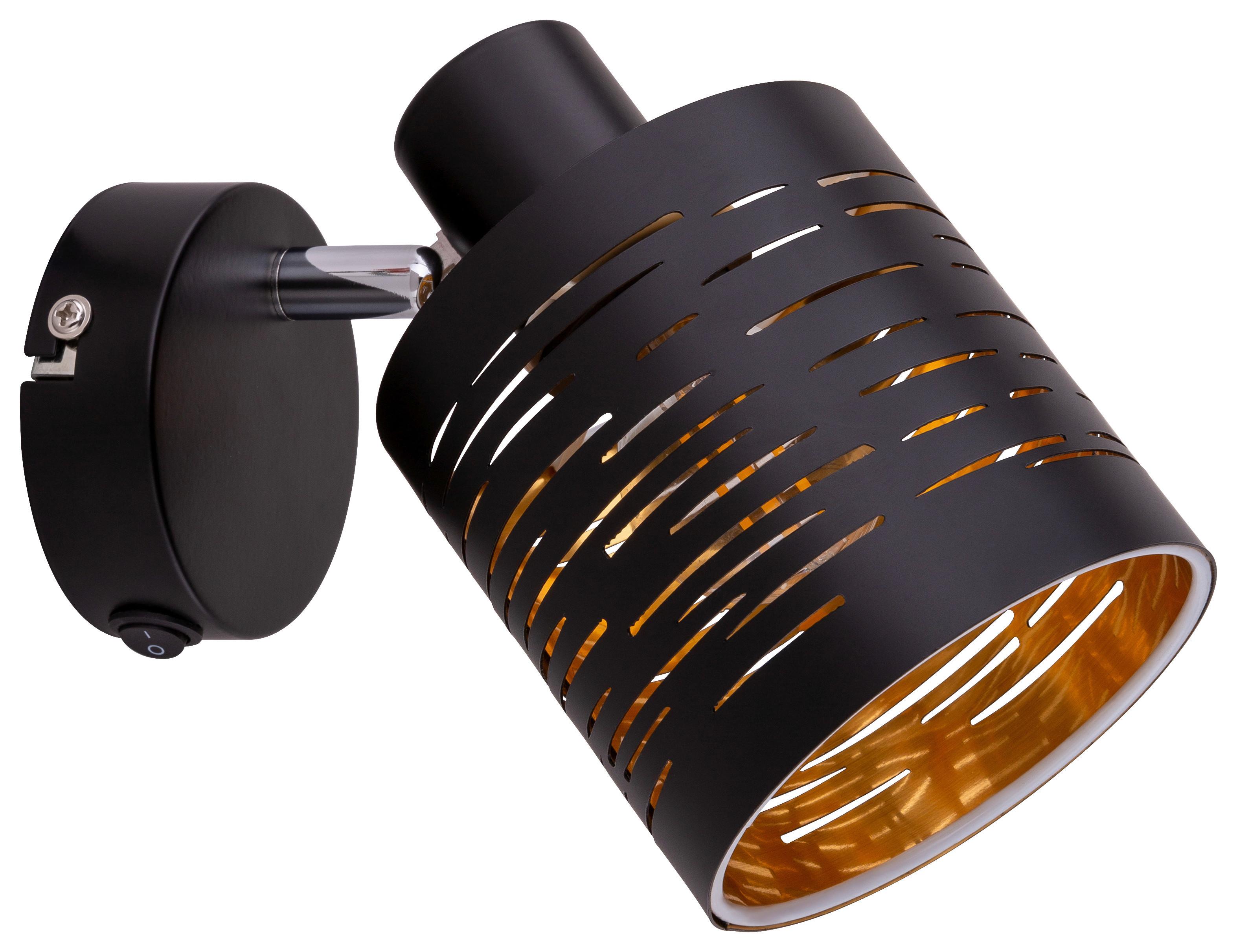 Strahler Tunno in Schwarz max. 15 Watt - Goldfarben/Schwarz, Design, Kunststoff/Metall (10/13/14,5cm) - Globo